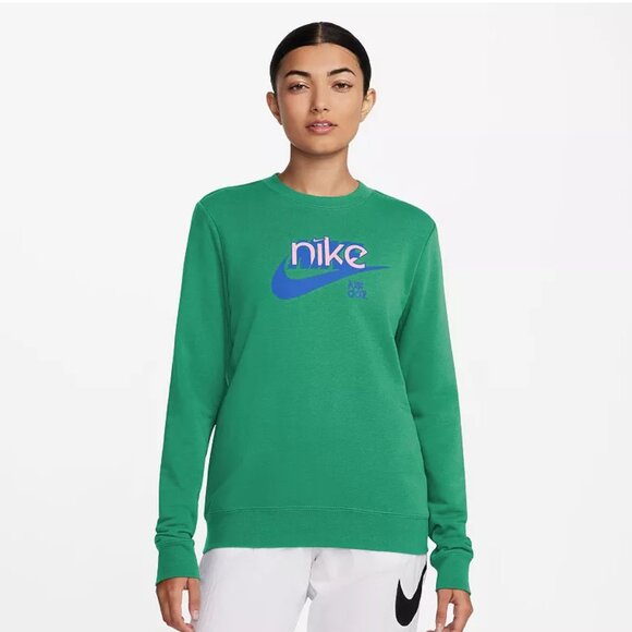 Nike Women’s Sportswear Club Fleece Graphic Sweatshirt Green | Size 3X - Picture 5 of 5